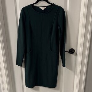 Boden Women's Elegant Forest Green Long Sleeve Dress